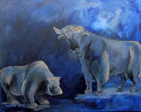Börse in Blau  80 x 100 cm